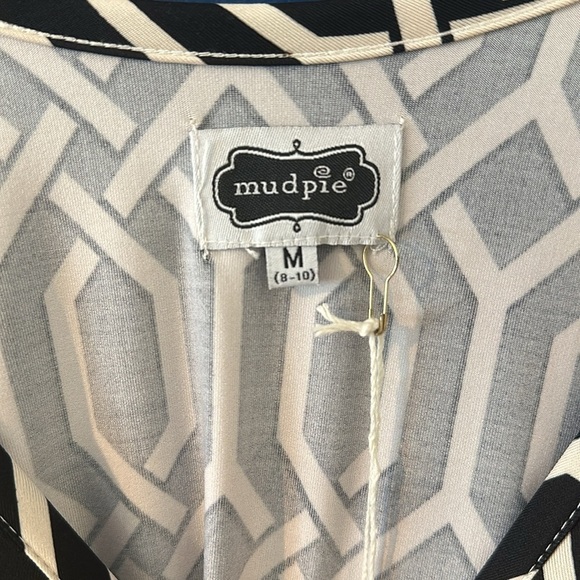 NWT Women’s Mud Pie Anderson Black/Pearl Lattice Dress Size Medium 8-10 - Picture 6 of 11